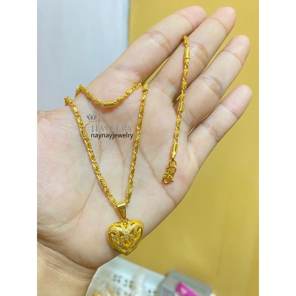 Kalung bambu 2 suku love ukir 45 cm / lapis emas 24k