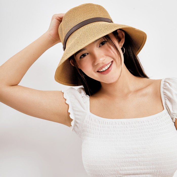Topi Kkv Syc Regular Straw Hat Topi Pantai Wanita Jerami Super Lebar