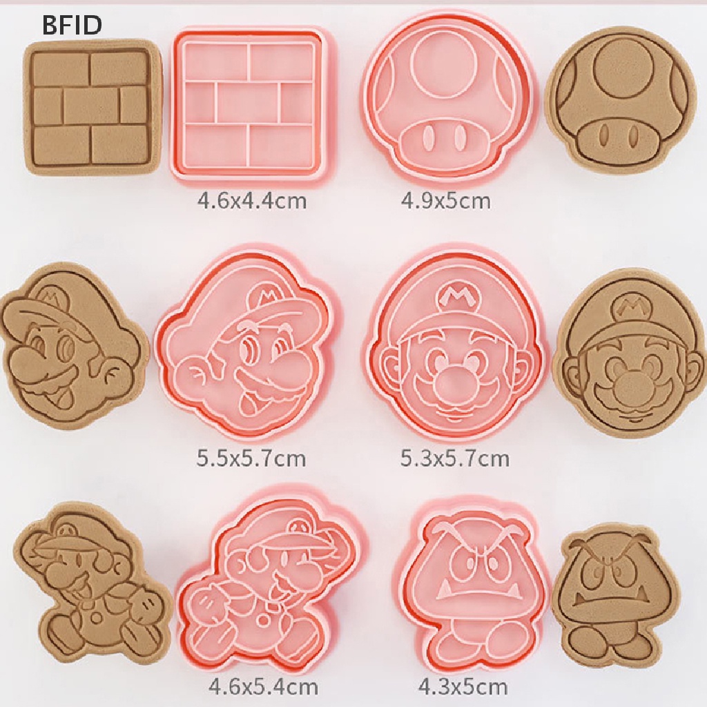 [BFID] 6pcs/set Super Mario Cetakan Kue Kering Anime Action Figure Cookie Fondant 3D Press Cetakan Alat Kue Pesta Halloween DIY Hadiah Ulang Tahun [ID]