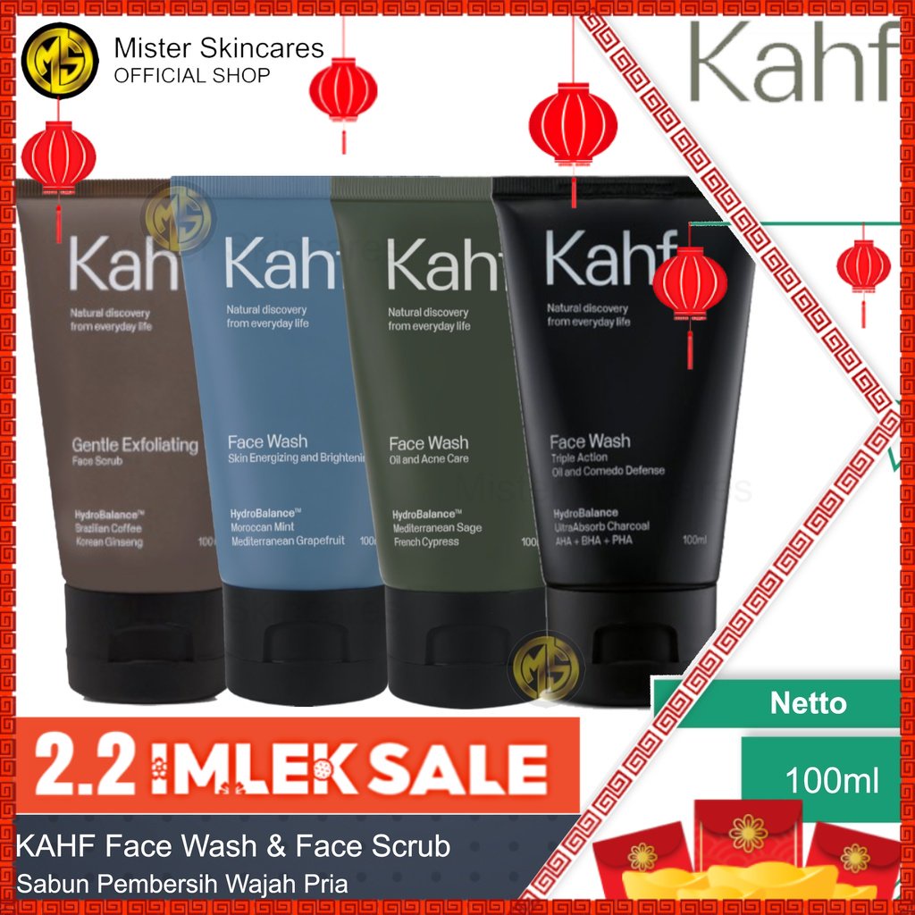 Jual KAHF Face Wash dan Face Scrub 100 ml Sabun Wajah Pria All Varian