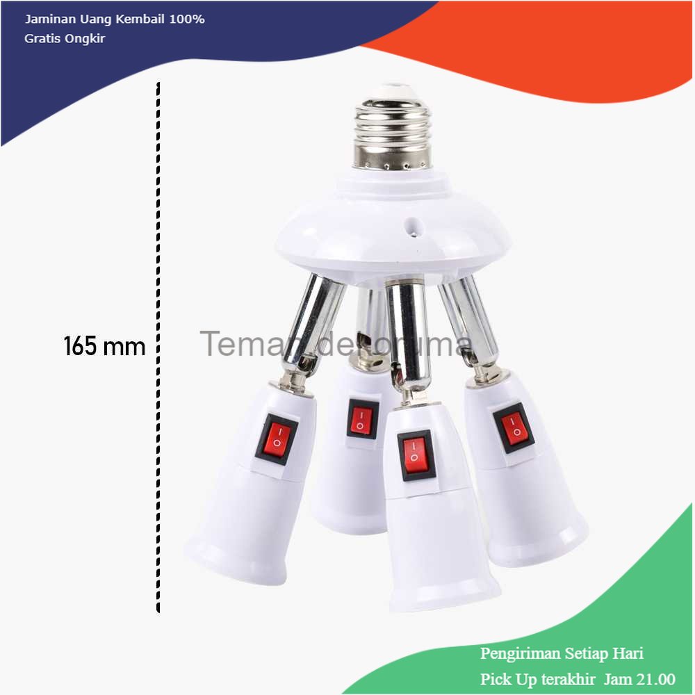 TD - LMP ASMTLED Fitting Lampu Bohlam Studio LED Cabang 4 with Switch E27 - E344