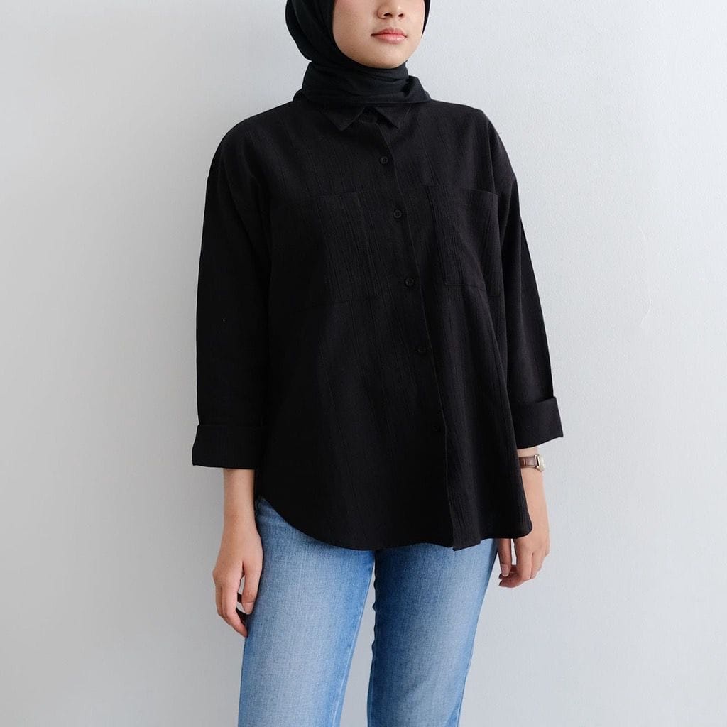 BEFAST - ZEC OOTD KEMEJA WANITA VELI / Millie Shirt CRINCLE / Fashion Kekinian Remaja ABG / OOTD Style Wanita Hijab Trendy /  Kemeja Polos Formal / Pakaian Casual Wanita / Outfit Daily Wanita Kerja / Hem Lengan Panjang Terlaris