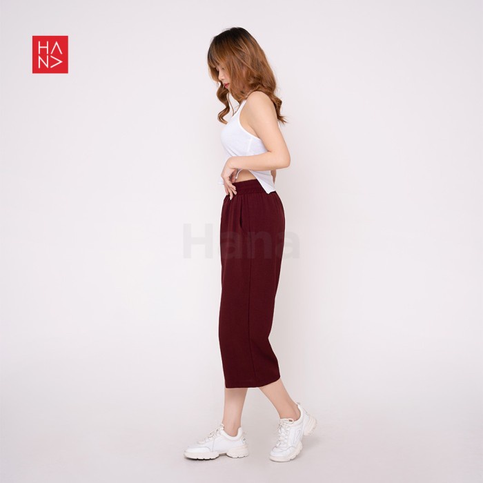 Celana Kulot Jumbo HanaFashion Maika Pants Bahan Wanita LP054 Maroon M F7U8 Modis Murah Termurah Awe