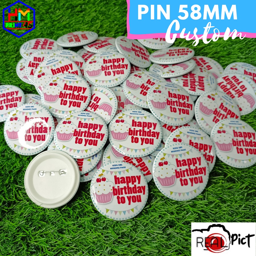 Cetak Pin Peniti Custom 58 mm Putih termurah / Pin Peniti Custom semua desain