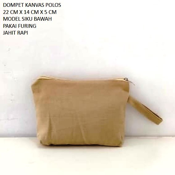 DOMPET KANVAS POLOS POUCH KANVAS WARNA KREM. Riens Collections