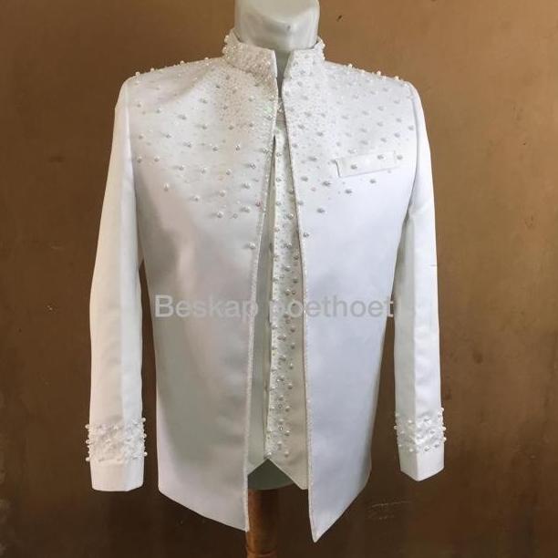 Update Baju Basofi Sunda Pengantin Pria Muslim Beskap Asraf Putih /