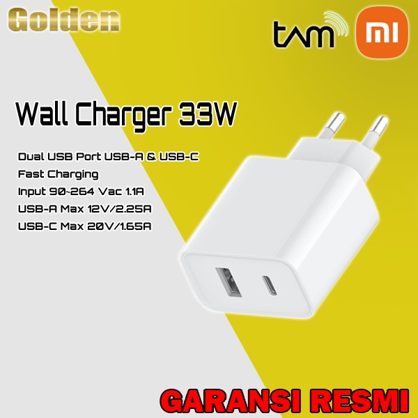 XIAOMI Mi Wall Charge 33W Adapter Type-A + Type-C Garansi Resmi