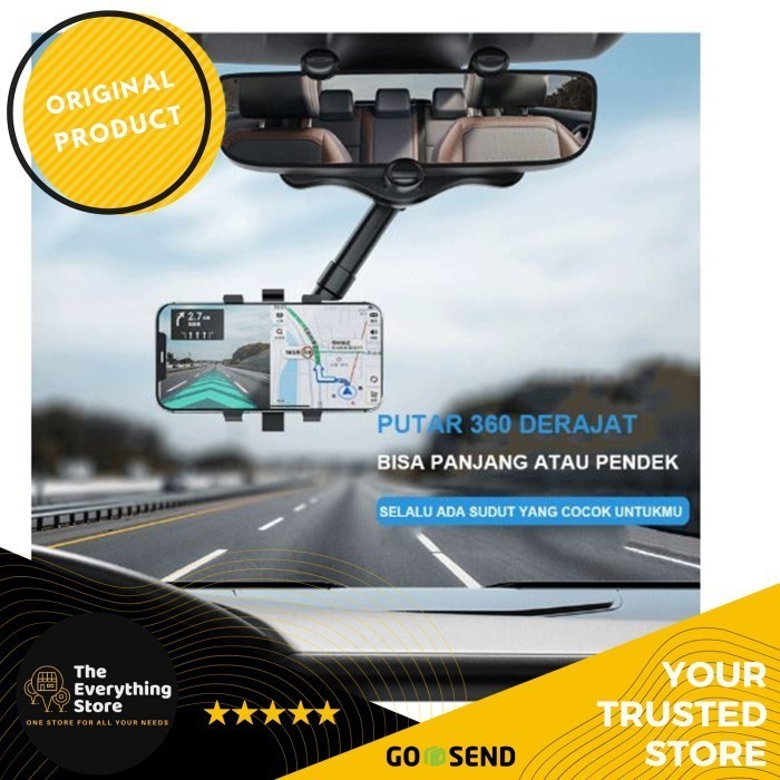 Holder Hp Mobil Putar 360 derajat / Holder Hp Kaca Spion Tengah Bracket HP Mobil Adjustable Mirror P