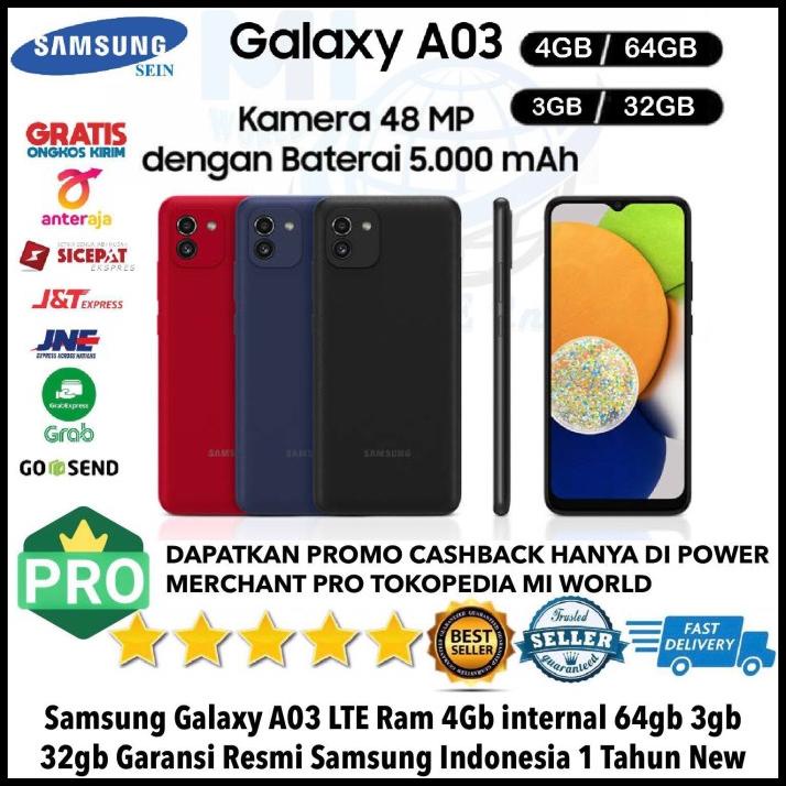 Jual Samsung Galaxy A03 Lte 4Gb/64Gb 4/64 A 03 3Gb/32Gb 3/32 Resmi No ...