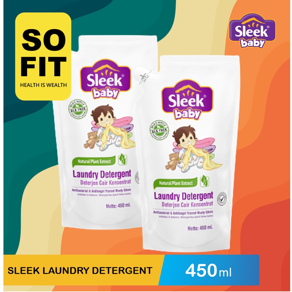 Sleek Baby Laundry Detergent Pouch Refill 900 ml / Detergent Bayi