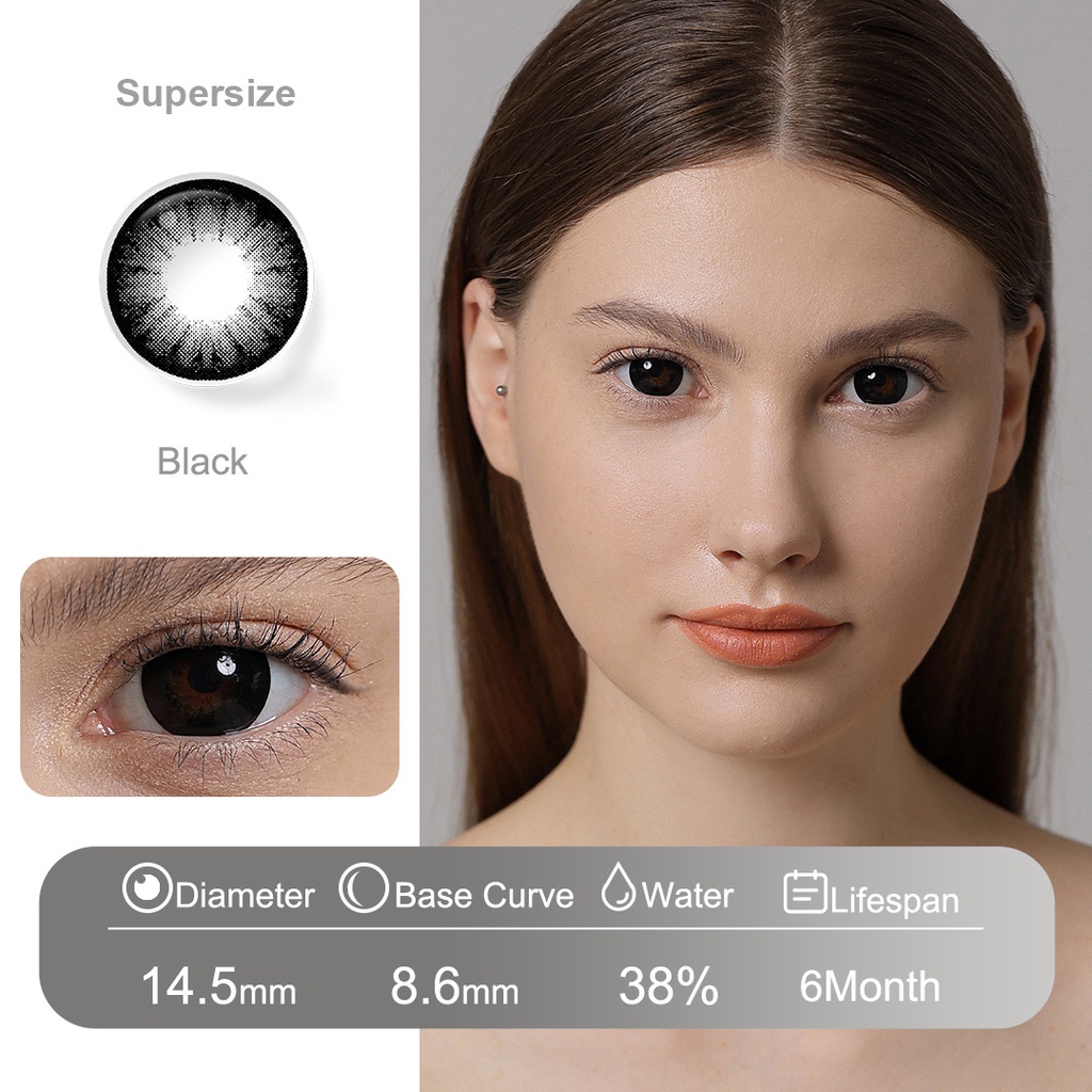 （COD）softlens minus(-1.00s/d-8.00) soflen minus Lensa kontak warna Korea Bestseller diameter 14.50 MM Black/brown softlensmurah