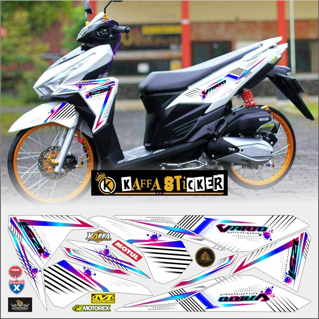 striping vario led old 125 sticker stiker  vario led polet stker list putih