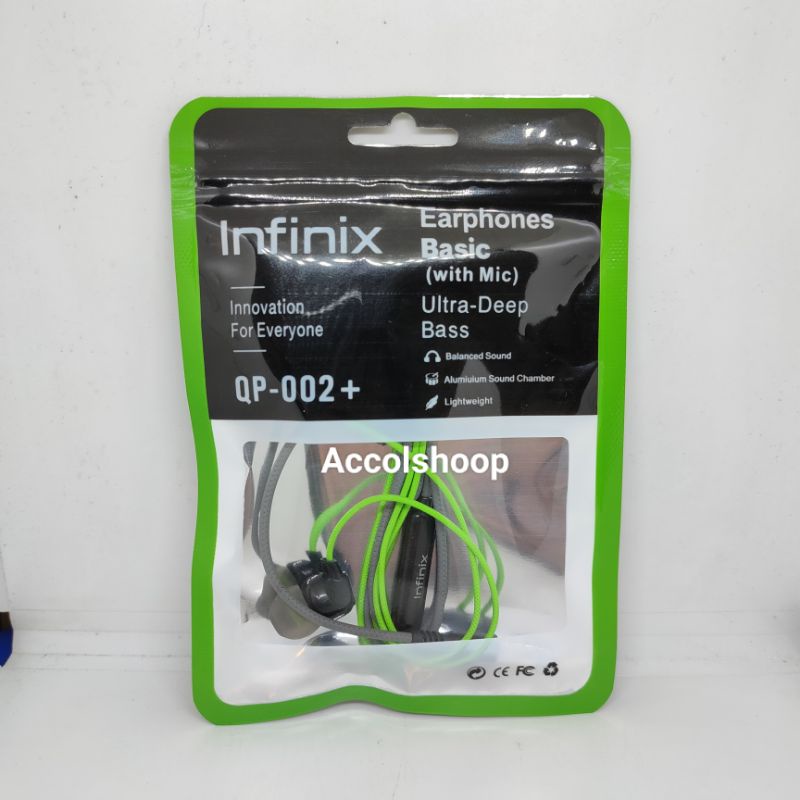 Headset Infinix QP002 / Handsfree Infinix Stereo Musik Super Bass