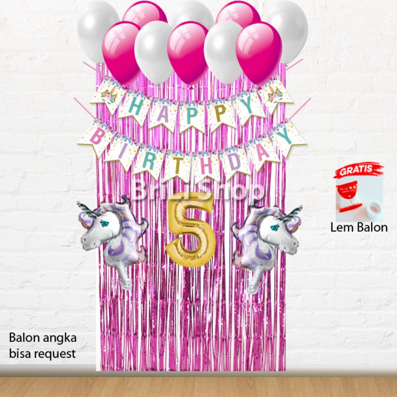 Jual Paket Set Dekorasi Ulang Tahun Anak Tema Kuda Unicorn Pesta