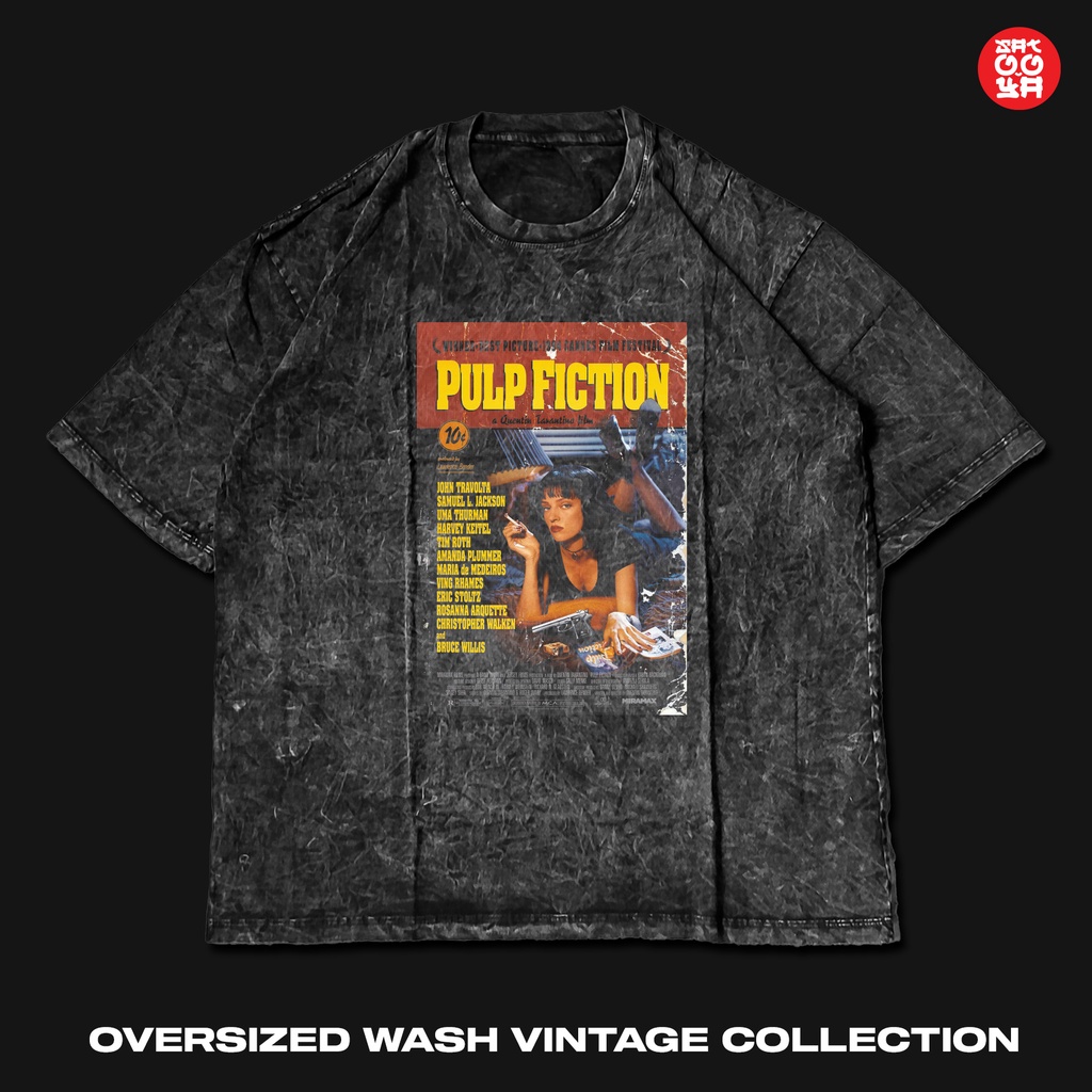 Baju Vintage - Kaos Oversize Wash Film Pulp Fiction - Stone Wash