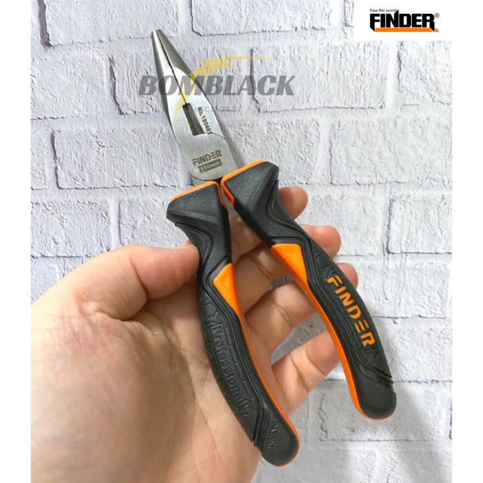 FINDER Tang Lancip 6 inch Long Nose Pliers Jepit Gagang Karet Fiber MURAH