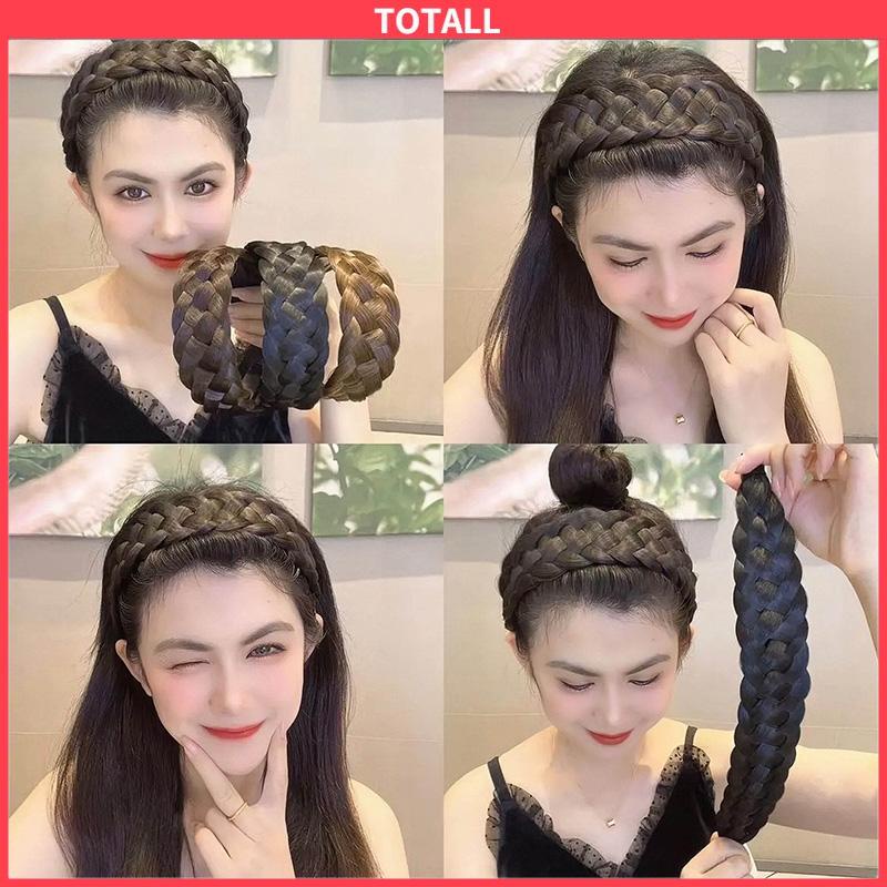 COD Ikat Kepala Wig Kepang Bertepi Lebar ikat kepala Kepang Fishbone Menebal Kepang Twist yang Menebal Cuci Muka Ikat Rambut Wanita-Totall