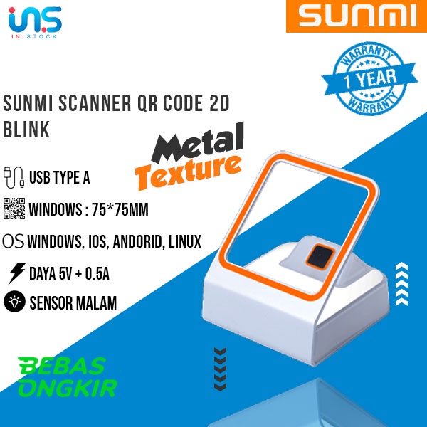 Perlengkapan Mesin Kasir Barcode Scanner Android SUNMI BLINK Bisa QR CODE