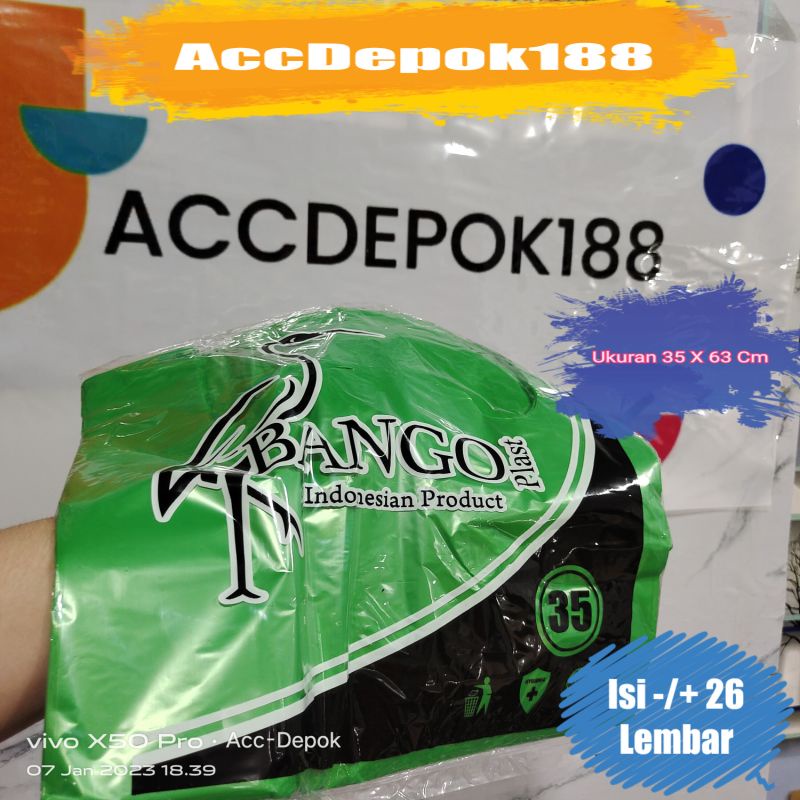 KANTONG PLASTIK KRESEK MEDIS UKURAN 35 MEREK BANGO WARNA KUNING HIJAU UNGGU PINK