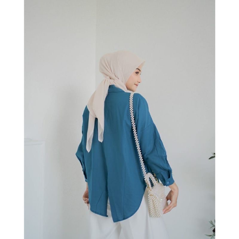 Kemeja Lengan Panjang Nelka Linen Oversize Wanita Premium LD 120 || Linen Shirt || Atasan Wanita Lengan Panjang