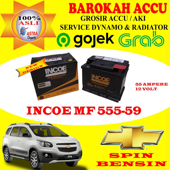 AKI MOBIL CHEVROLET SPIN INCOE MF 555-59 , 55 AH ASTRA OTOPARTS
