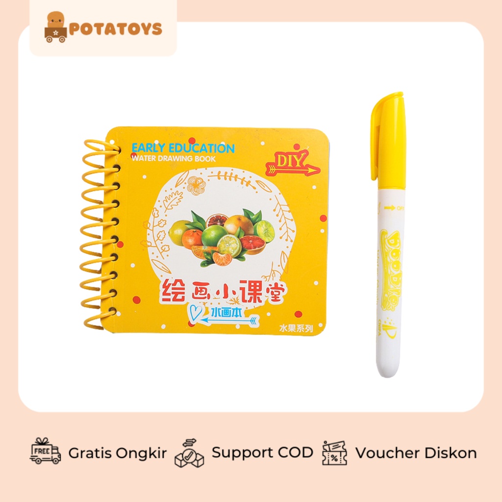 [ Potatoys ] Mini Water Drawing Book / Water Doodle Book / Mainan anak water doodle kecil buku spiral/ magic water book