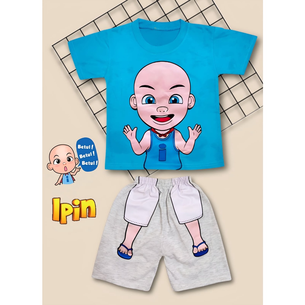 SETELAN ANAK LAKI-LAKI BAJU UPIN-IPIN 2-10 TAHUN/STELAN UPIN IPIN/KAOS OBLONG UPIN DAN IPIN