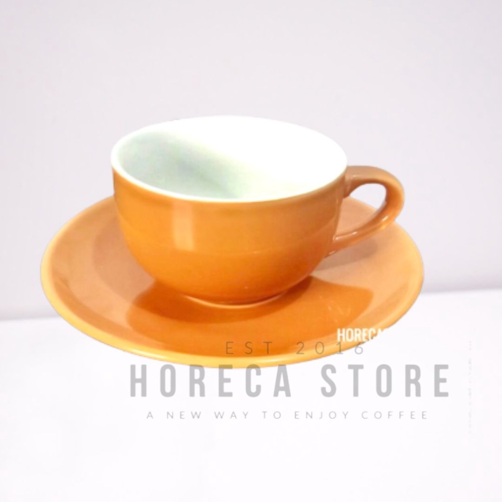 Cangkir Kopi Keramik dengan Tatakan / Gelas Latte Cappuccinno / Coffee Cup 250ml Cokelat / Gelas Kop