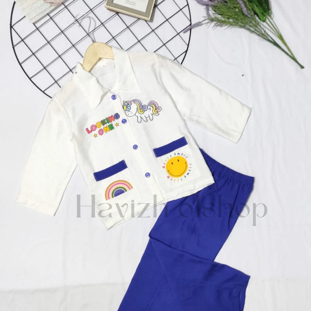 Setelan Anak Emoji Polo Linen 3-12 Tahun // Outfit anak terbaru