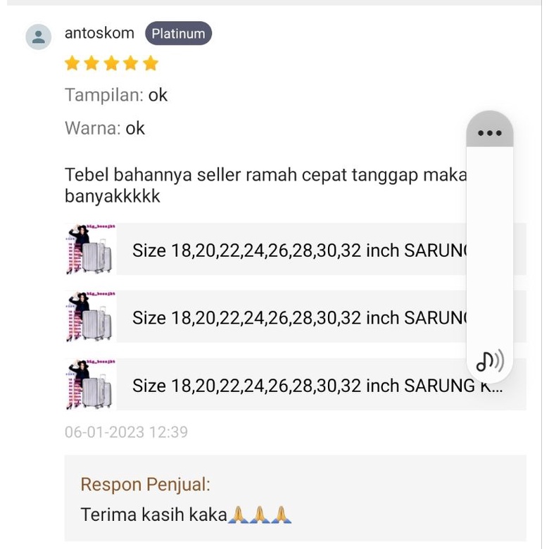 GROSIR TERMURAH! SARUNG KOPER SIZE 16,18,20,22,24,26,28,30,32 &amp; KABIN SARUNG KOPER/MIKA KOPER/COVER KOPER/PEMBUNGKUS KOPER