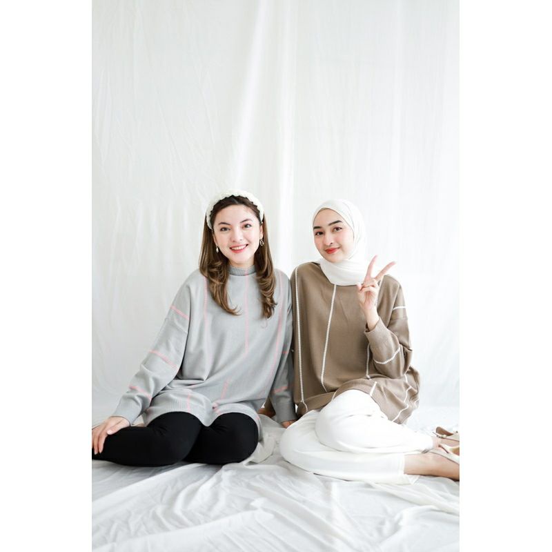 Sweater Wanita NESYE DANIEN KNIT Rajut Oversize Sweter Baju Jumbo XXL Korea Import Oversized Korean 