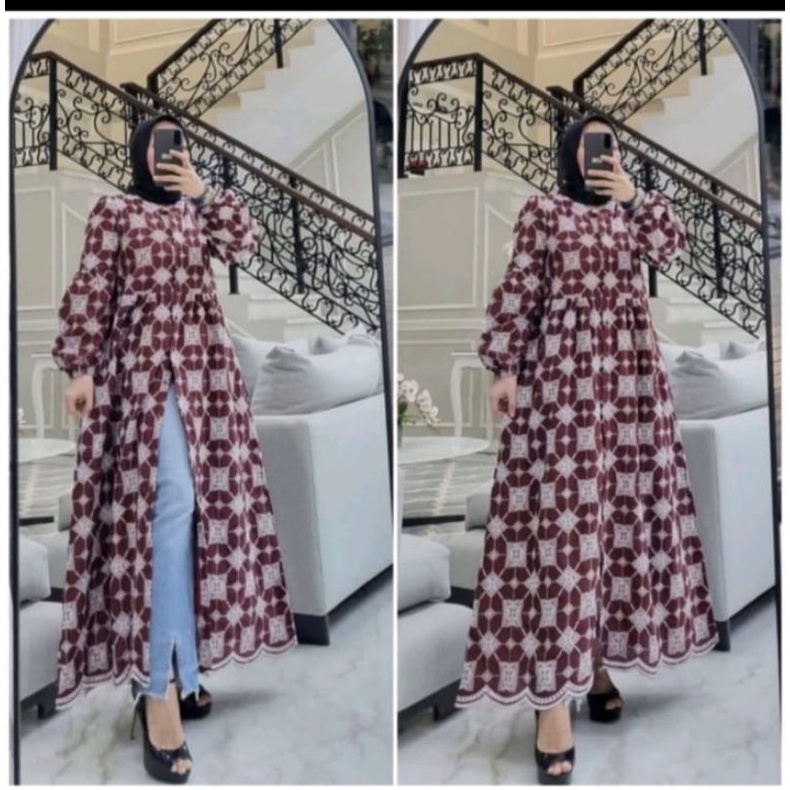 ♡kareemabutik♡ mididress katun bordir Zara ori by Edness Kayla