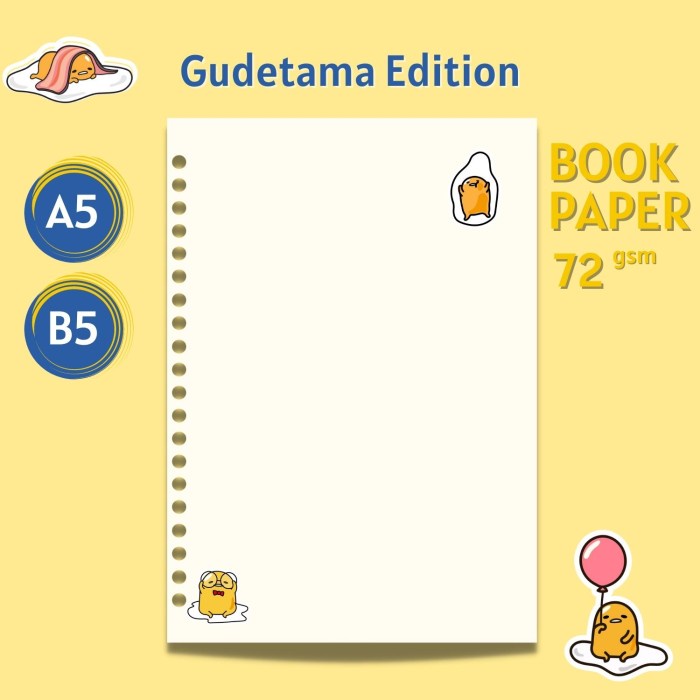 

Kertas Loose Leaf Gudetama Bookpaper - Refill Binder Gudetama