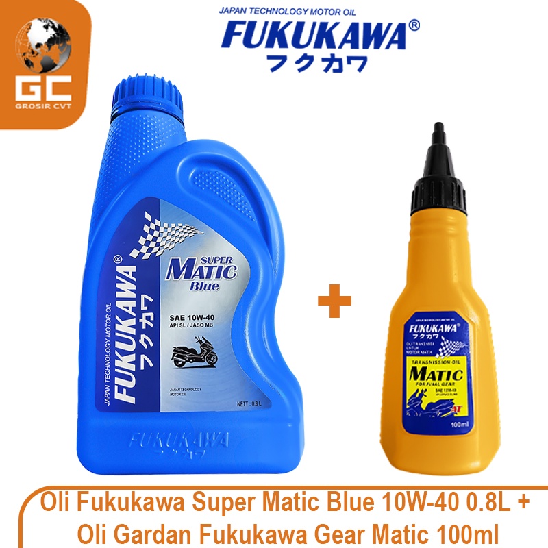 Paket Oli Mesin Gardan Super Matic Blue 10W-40 API SL/JASO MB 800ml + 100ml Fukukawa