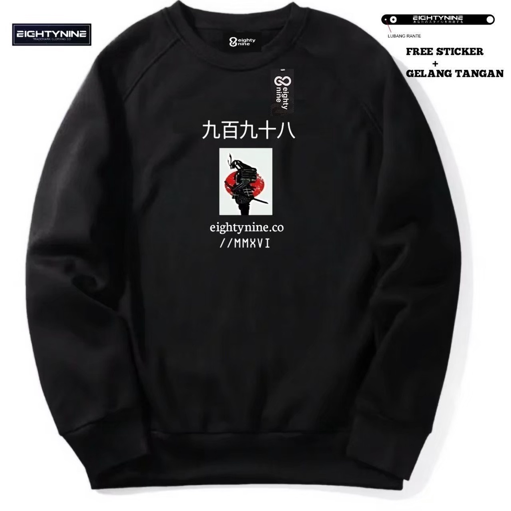 Crewneck Sweater Eighty Nine Enjoy Life Original - Crewneck Simpel Pria dan Wanita Premium Quality - Sweater Crewneck Bahan Fleece Tebal