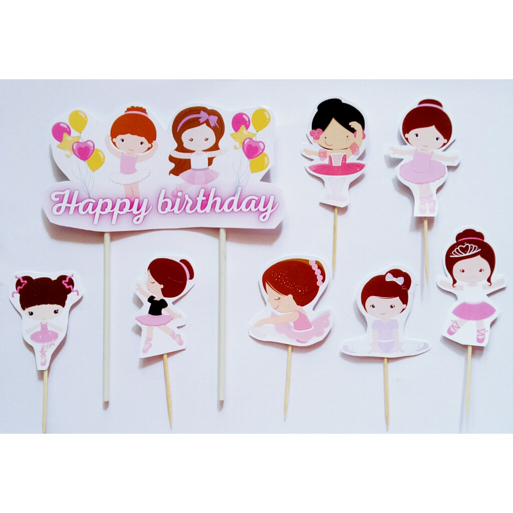hiasan kue ulang tahun cake topper satu set karakter Ballerina Balerina Ballet Balet
