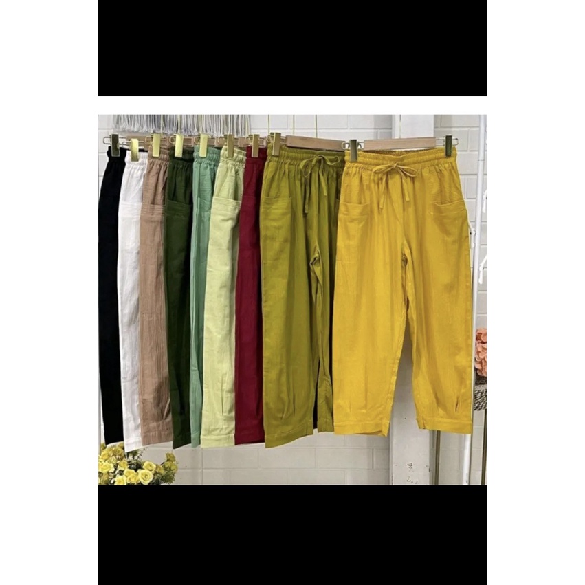 CELANA HINATA PANTS CRINKLE LINEN MODEL 7/9