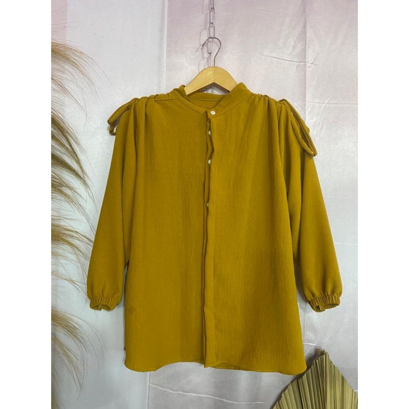 Gavi Blouse Crincle serut pundak- atasan crincle