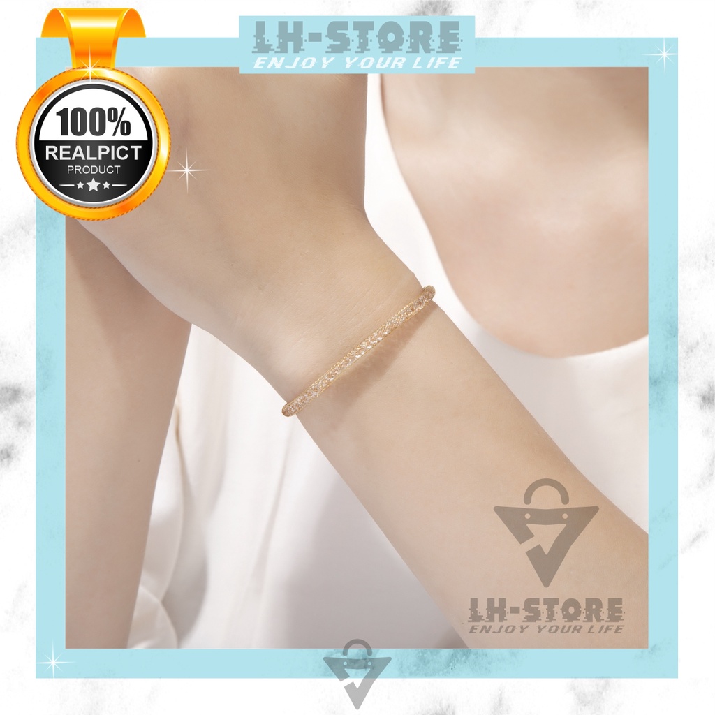 Gelang tangan glitter rantai kristal pria wanita anti karat terbaru