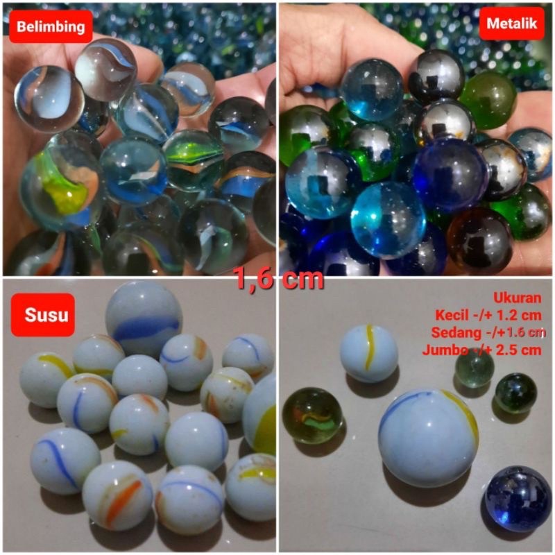 mainan gundu jumbo 2,5cm / kelereng / marble / kaleci / mainan jadul 90 an