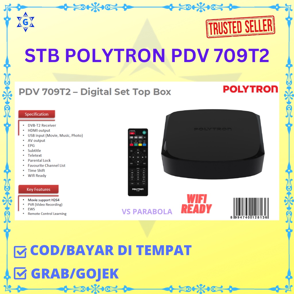 SET TOP BOX STB POLYTRON PDV 709T2 DIGITAL WIFI READY GARANSI RESMI