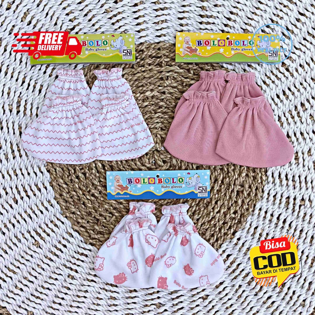 SALE 7.7 - 3 PCS Sarung Tangan 3 PCS Sarung Kaki Bolo-Bolo Serian PINK DUSTY