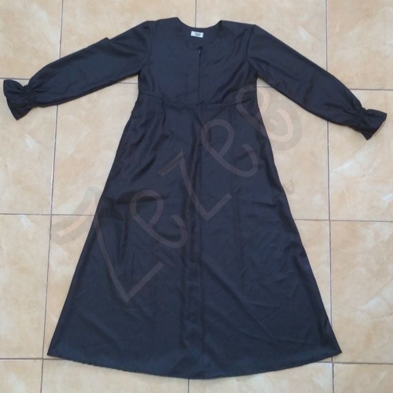 ZC3-017 GAMIS PEREMPUAN BAJU PAKAIAN CEWE HITAM POLOS KATUN SLETING DEPAN