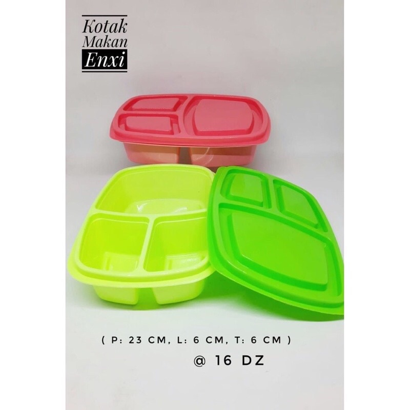 ENXI.LUNCH BOX KOTAK BEKAL MAKAN 3 SEKAT ENZI MURAH FOOD GRADE GROSIR UNIK