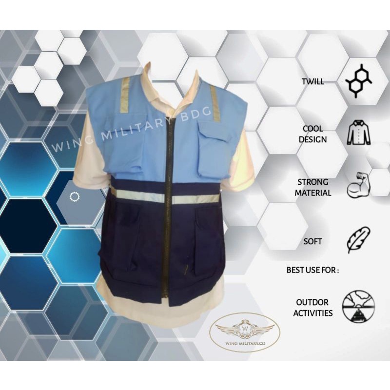 rompi two tone safety bonus bordir