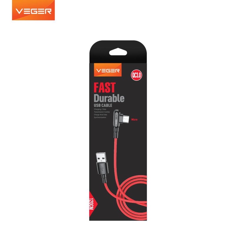 VEGER Kabel Data Micro VP20 USB - Veger Kabel Type Micro 3.0 Quick Charge QC 120 cm