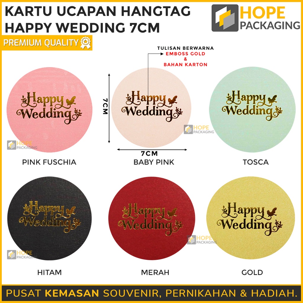 [ISI 1 Pcs ] Kartu Ucapan Happy Wedding Hangtag diameter 7cm  Kado Kartu Ucapan