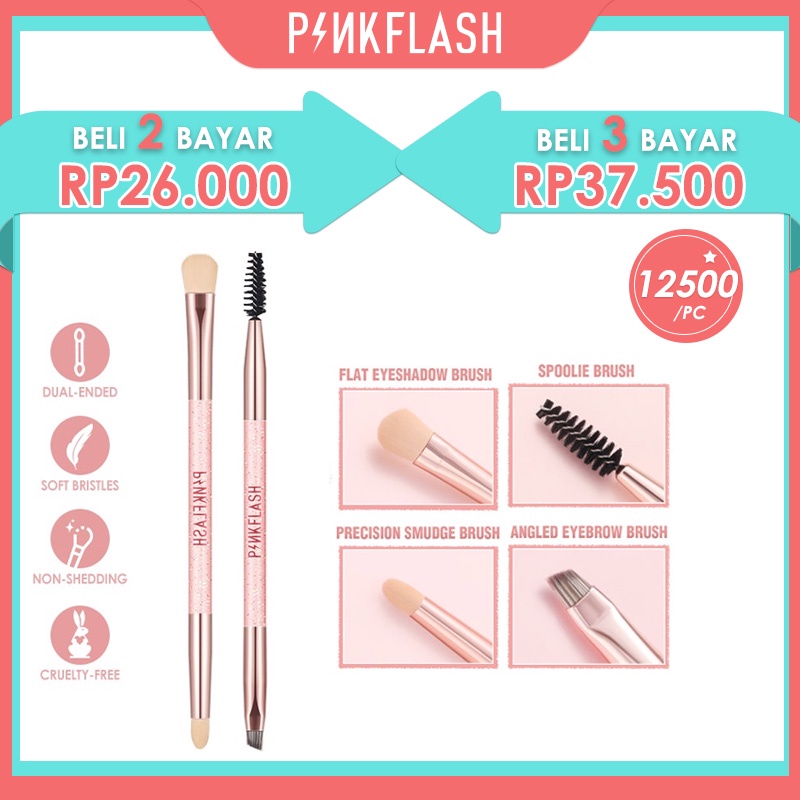 PINKFLASH Multi Use Duo Makeup Brush Eyebrow Brush Eyeshadow Brush High Quality Makeup Tool Angled Brow Brush Eyelash Brush Precision Smudge Brush Eye Makeup