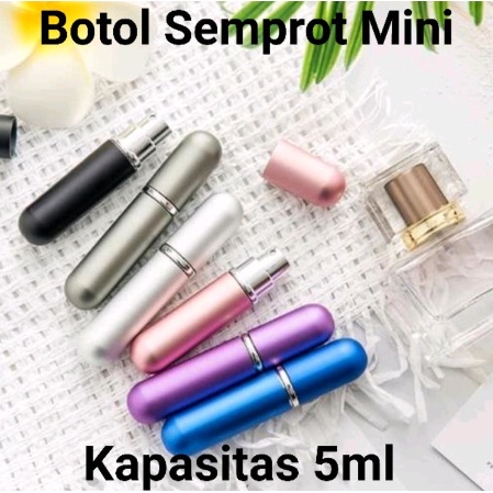 Botol Parfum Spray Mini Travel 5ML isi ulang kapsul lipstik / Atomizer Bottle Spray Aluminium semprot refill [MF]