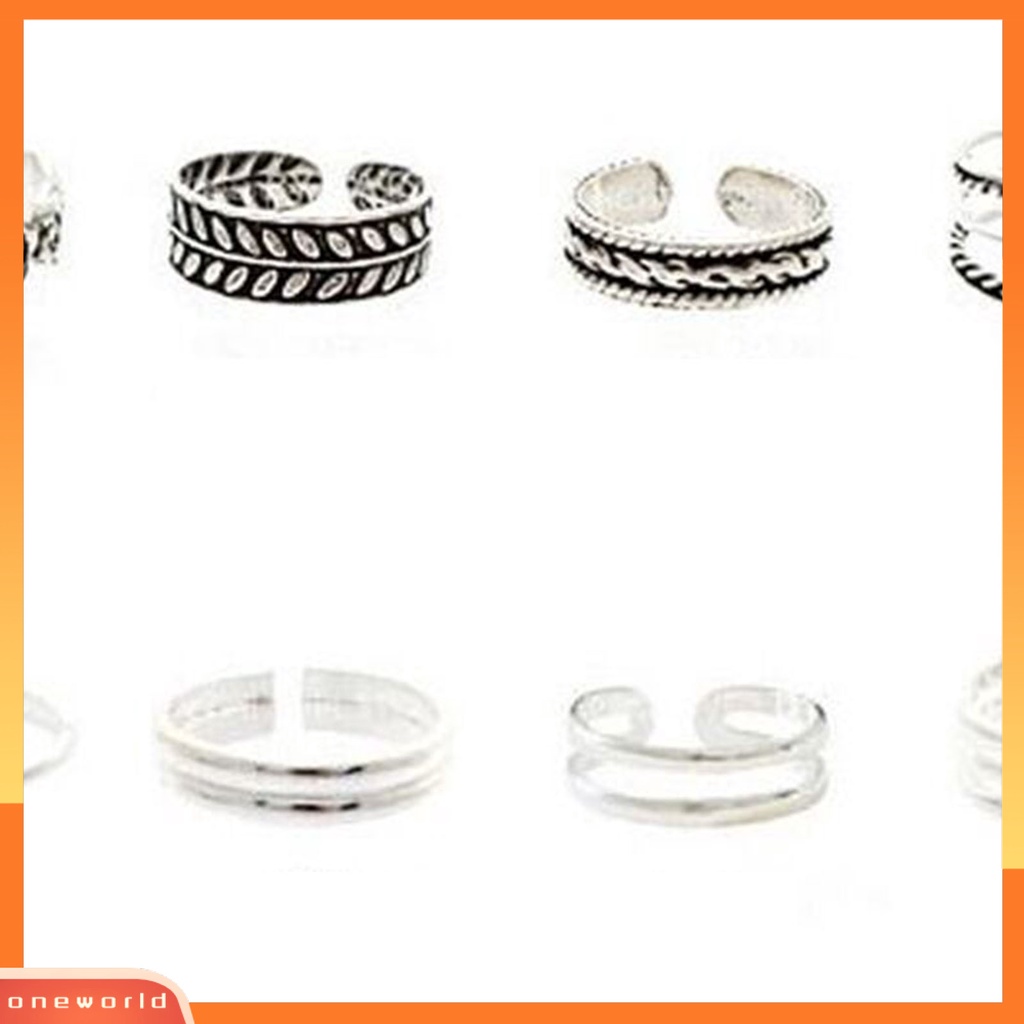 {oneworld} 12pcs/pack Cincin Jari Kaki Desain Terbuka Adjustable Unisex Joint Ring Aksesori Modis Untuk Pesta